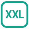 Grünes Quadrat mit der Aufschrift ‚XXL‘ – Symbol für den optionalen XXL-Baustein im Rechtsschutz.