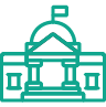 Ein stilisiertes Icon zeigt ein klassisches Amtsgebäude mit Säulen – ein Symbol für staatliche Institutionen und den öffentlichen Dienst. Das Icon steht im Kontext eines Rechtsschutzangebots, das speziell auf die Bedürfnisse von Beschäftigten im öffentlichen Dienst zugeschnitten ist, darunter Beamte, Angestellte und Mitarbeitende in Behörden.