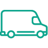 in grünes Icon zeigt einen stilisierten Lieferwagen und steht sinnbildlich für Mobilität und Verkehr. Es begleitet einen Informationstext zum Thema Fahrer-Rechtsschutz, der rechtliche Unterstützung bei Verkehrsdelikten, Unfällen und Streitigkeiten im Straßenverkehr bewirbt. Das Icon unterstreicht visuell den Schutz für Personen, die regelmäßig mit dem Fahrzeug unterwegs sind.