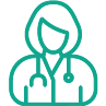 Ein minimalistisches Icon zeigt eine stilisierte Person mit einem Stethoskop um den Hals – eine symbolische Darstellung eines Arztes oder einer Ärztin. Das Icon steht im Zusammenhang mit einem Text zum branchenspezifischen Rechtsschutz für medizinische Berufe und signalisiert visuell, dass sich das Angebot gezielt an Arztpraxen und medizinische Einrichtungen richtet.