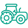 Ein stilisiertes Icon zeigt einen Traktor in einfacher Liniengrafik. Es symbolisiert die Landwirtschaft und steht im Zusammenhang mit einem Text zum branchenspezifischen Rechtsschutz für Landwirte. Das Icon verdeutlicht visuell, dass sich das Angebot gezielt an landwirtschaftliche Betriebe richtet – vom Familienhof bis zum Agrarunternehmen.