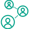 Ein Icon zeigt drei miteinander verbundene Kreise, in denen jeweils eine stilisierte menschliche Figur dargestellt ist. Das Symbol steht für Gemeinschaft, Vernetzung und Zusammenarbeit und verweist auf den Kontext des Textes: Rechtsschutz für gemeinnützige Organisationen und Vereine.