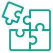 Ein grünes Icon in Form eines Puzzlestücks symbolisiert eine ergänzende Lösung oder einen modularen Baustein. Es steht im Zusammenhang mit dem Produkt „JURCASH KOMBI“ – einem kombinierten Inkasso- und Rechtsschutzangebot für Unternehmen. Das Icon verdeutlicht visuell die Idee eines passgenauen, integrierbaren Dienstleistungsmoduls.